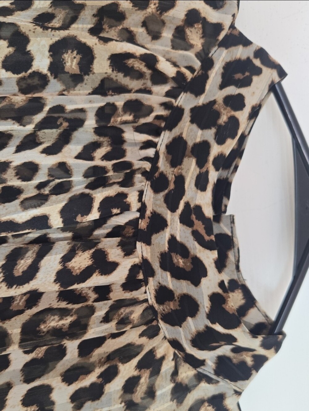 H&M Leopard Print Sheer Crepe Blouse Stand Collar Large - Picture 8 of 12